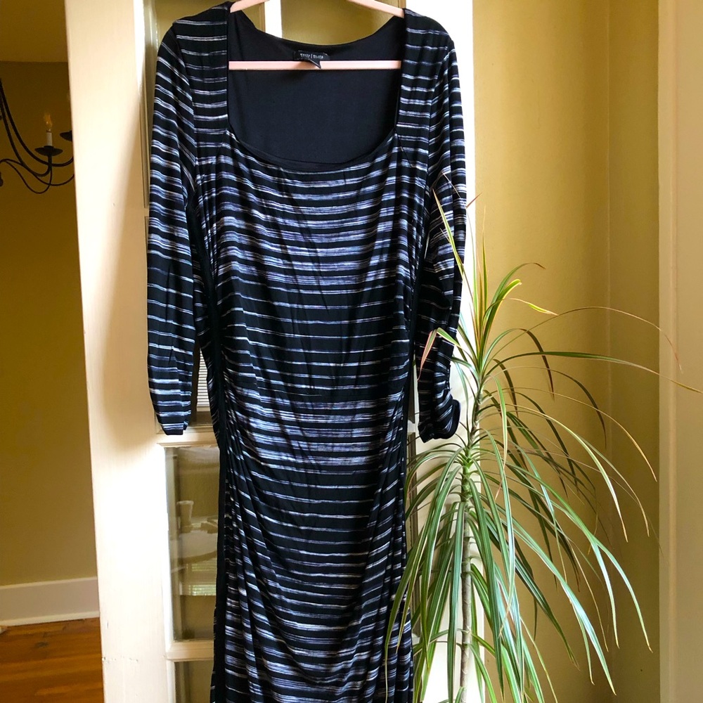 Long Sleeve Black and Silver Striped Women’s Dress
